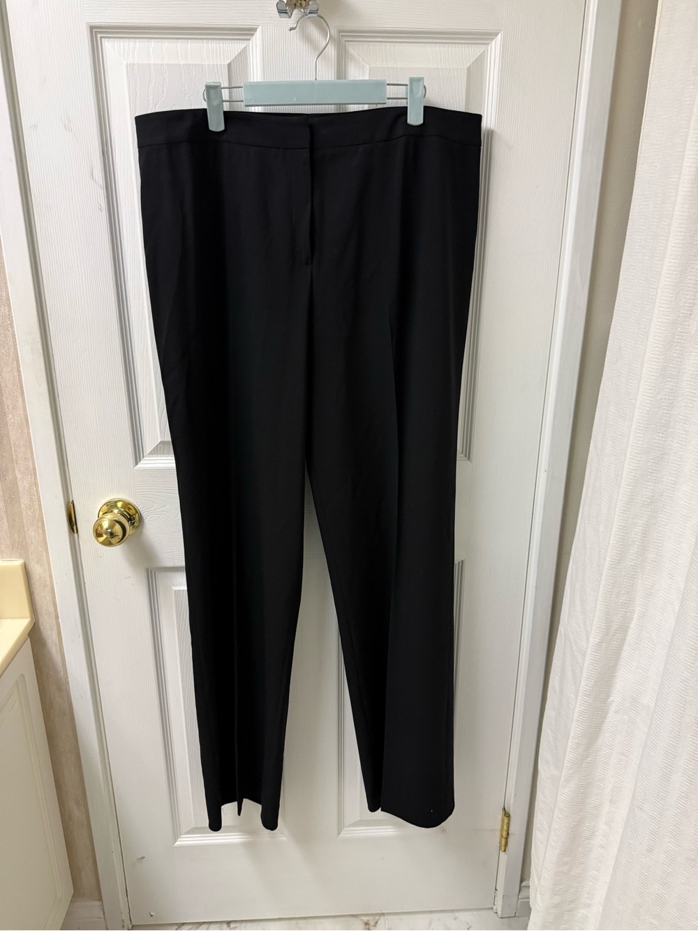 Lafayette 148 Wool Trouser Pants Size 16 34.5 Inseam Black Wide Leg Quiet Luxury